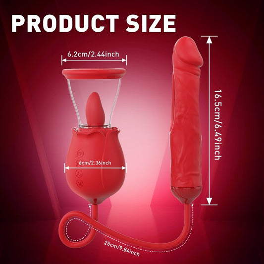 2024 Upgrade Rose Flapping & Realistic G - Spot Dildo and Clitoris Vibrator Plug - Lunatear