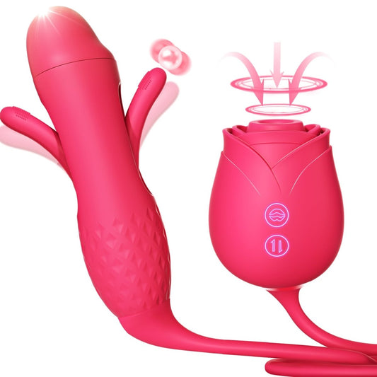 MOOLIGIRL| Upgraded Rose Female Flapping and Sucking Vibration dildo Toy - Lunatear