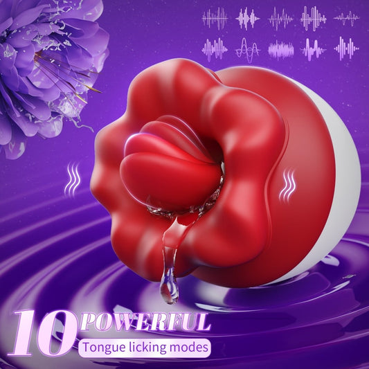 Woman 2 in 1 Clitoirs Oral Licking and vibrating Flower Vibrator - Lunatear