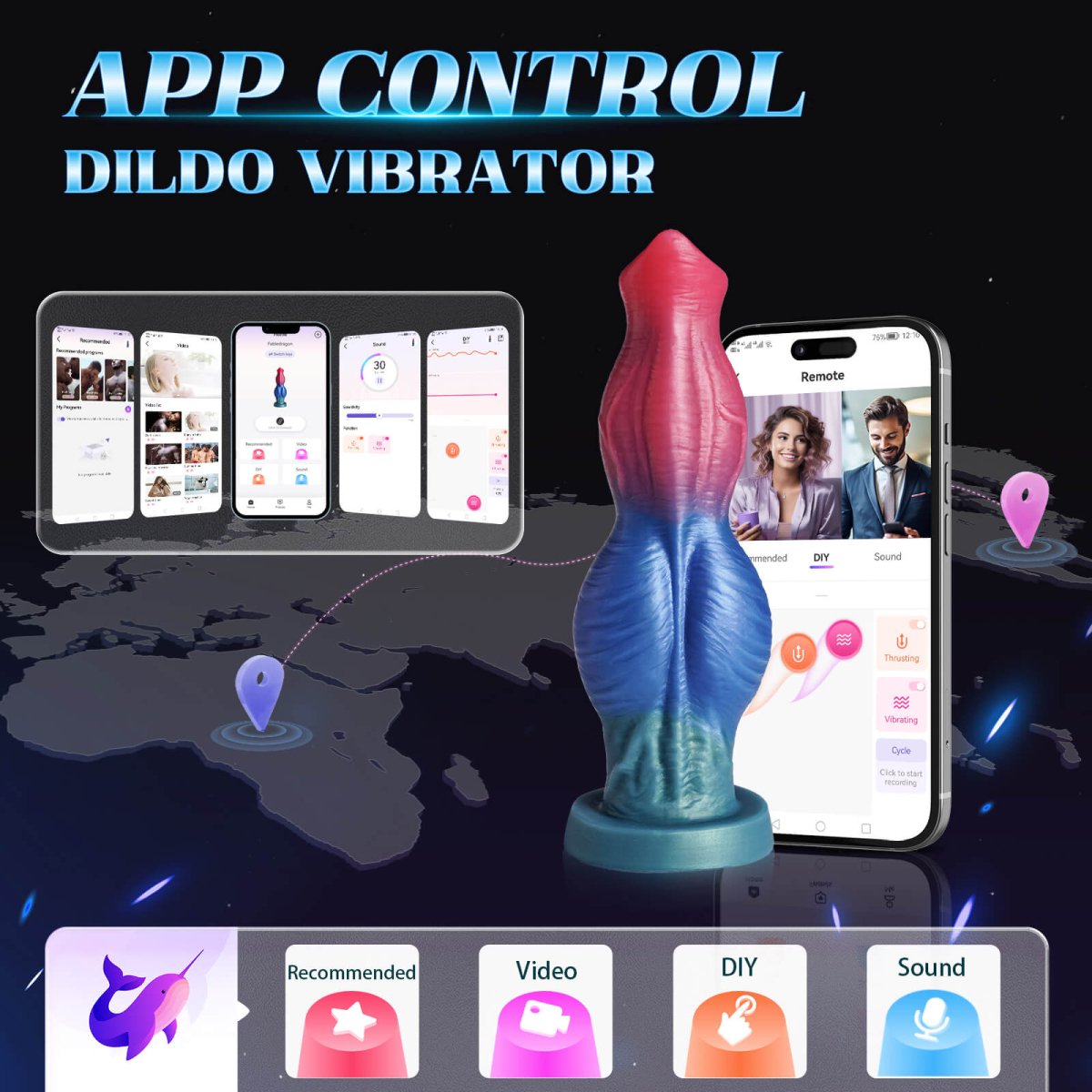 10" Knot Vibrating and Thrusting App Control Huge Dildo Women Sex Toy - Lunatear
