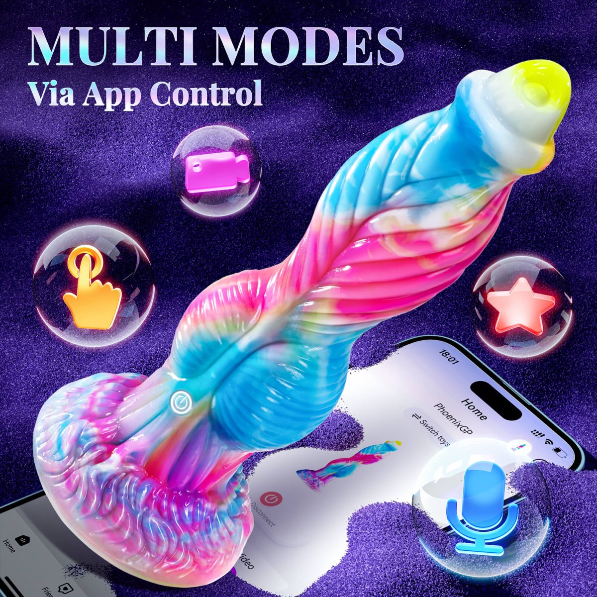 10.2 inch Fantastic 3 in 1 Realistic Huge dildo Vibrator Sex Toy - App Control - Lunatear
