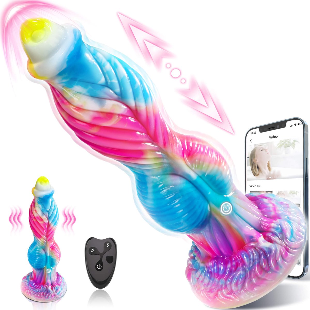 10.2 inch Fantastic 3 in 1 Realistic Huge dildo Vibrator Sex Toy - App Control - Lunatear