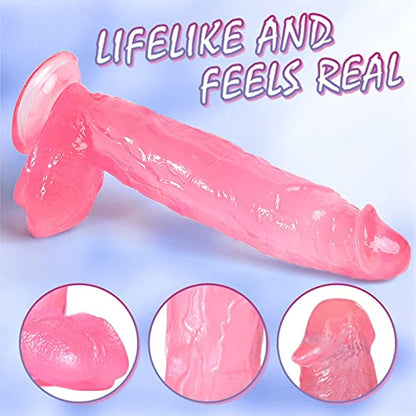 11.8in Realistic Huge Thick Pink Transparent Dildo - Lunatear