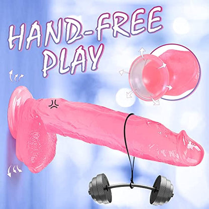 11.8in Realistic Huge Thick Pink Transparent Dildo - Lunatear