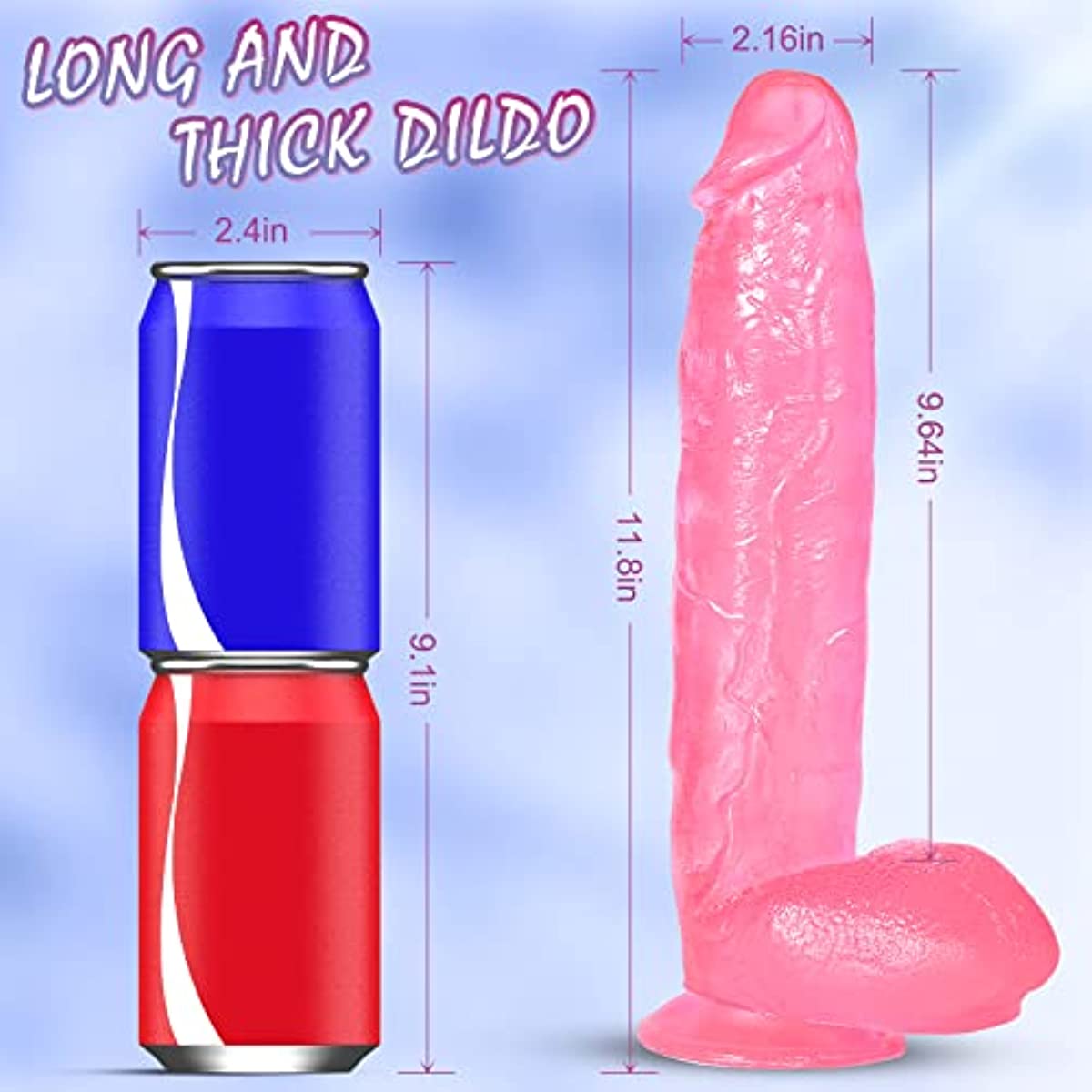 11.8in Realistic Huge Thick Pink Transparent Dildo - Lunatear