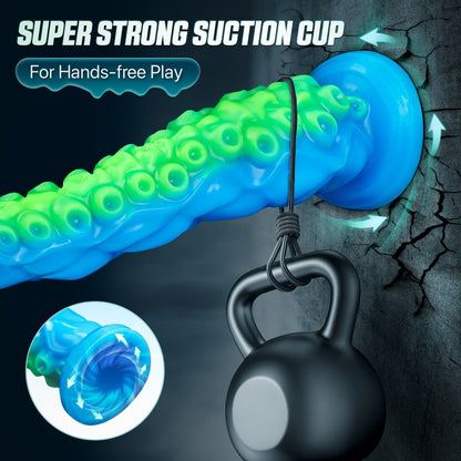 12.9inch Silicone Luminous Tentagle Multiple Stimualtion Dildo with Suction Cup - Lunatear