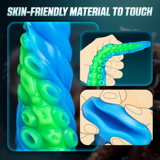 12.9inch Silicone Luminous Tentagle Multiple Stimualtion Dildo with Suction Cup - Lunatear