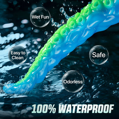 12.9inch Silicone Luminous Tentagle Multiple Stimualtion Dildo with Suction Cup - Lunatear