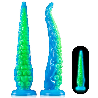 12.9inch Silicone Luminous Tentagle Multiple Stimualtion Dildo with Suction Cup - Lunatear