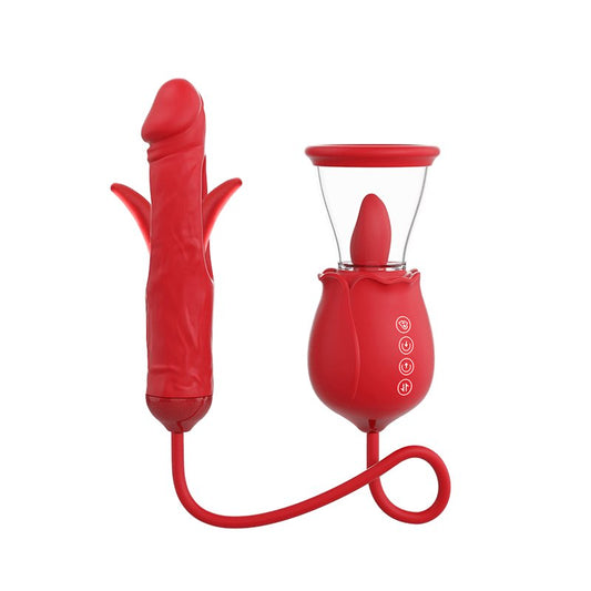 2024 Upgrade Rose Flapping & Realistic G - Spot Dildo and Clitoris Vibrator Plug - Lunatear