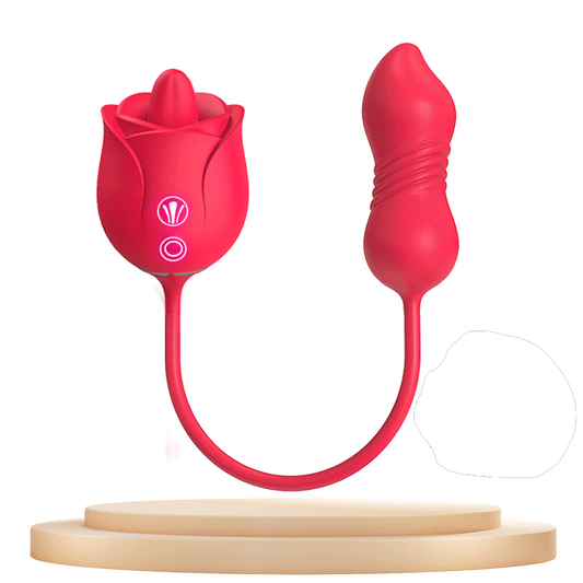 Jouet 3-en-1 en silicone en forme de rose pour stimulation G-spot féminine – Lunatear