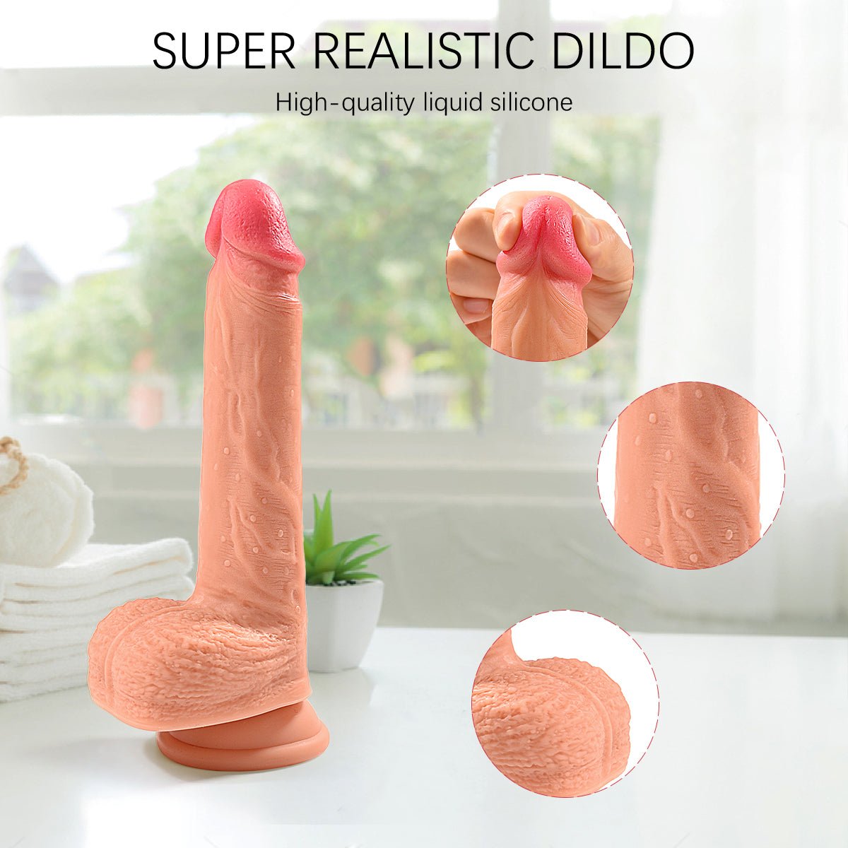 8.7in 4 in 1 Vibrating Hand - free Super Realistic Dildo - Lunatear