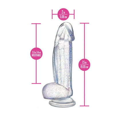 Godemichet transparent de 19 cm – flexible et scintillant, pour plaisir solo ou en couple