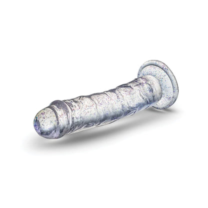 Godemichet transparent de 15 cm avec paillettes – plaisir mains libres