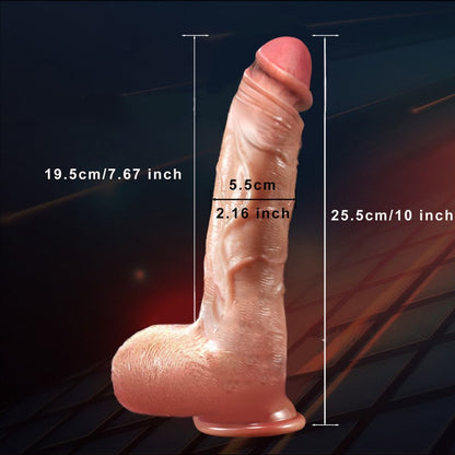 Godemichet réaliste en silicone double couche de 25 cm – ventouse et étanche